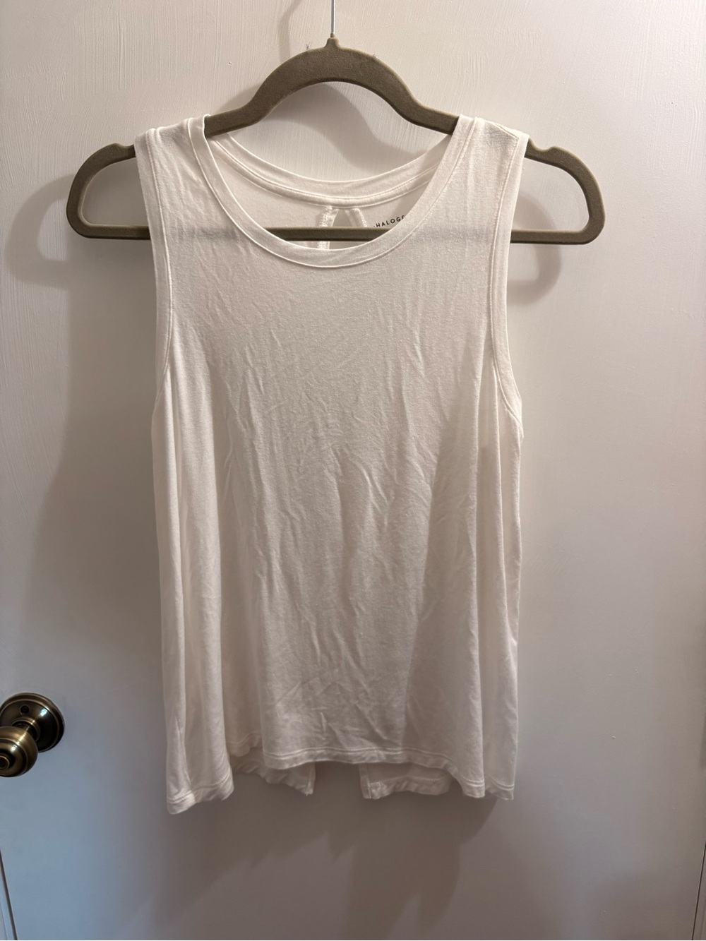 Halogen White Crewneck Tank Top